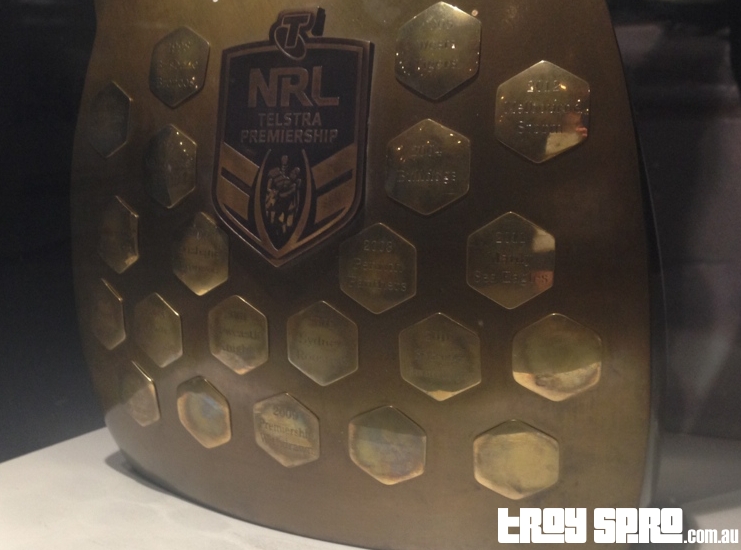 NRL Telstra Premiership Trophy at Cowboys Rugby League Club