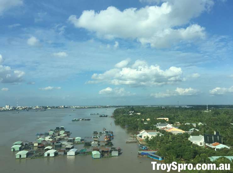 Bridge into Can Tho in Mekong Delta Vietnam