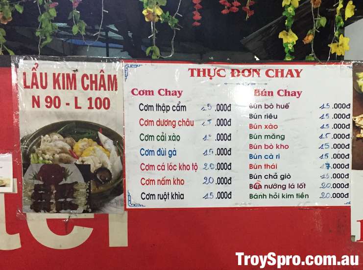 Prices of Vegetarian Food in Can Tho Vietnam Com Chay and Bun Chay