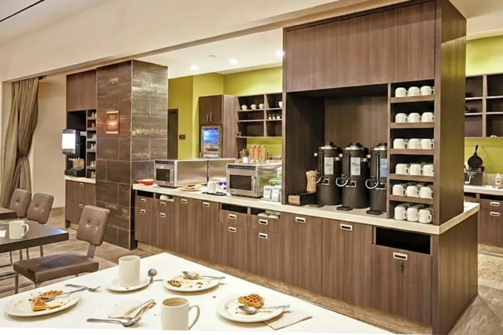 Home2 Suites Montebello LA Free Buffet Breakfast Kitchen